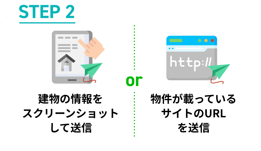 STEP2 建物の情報をスクリーンショットして送信 or 物件が載っているサイトのURLを送信